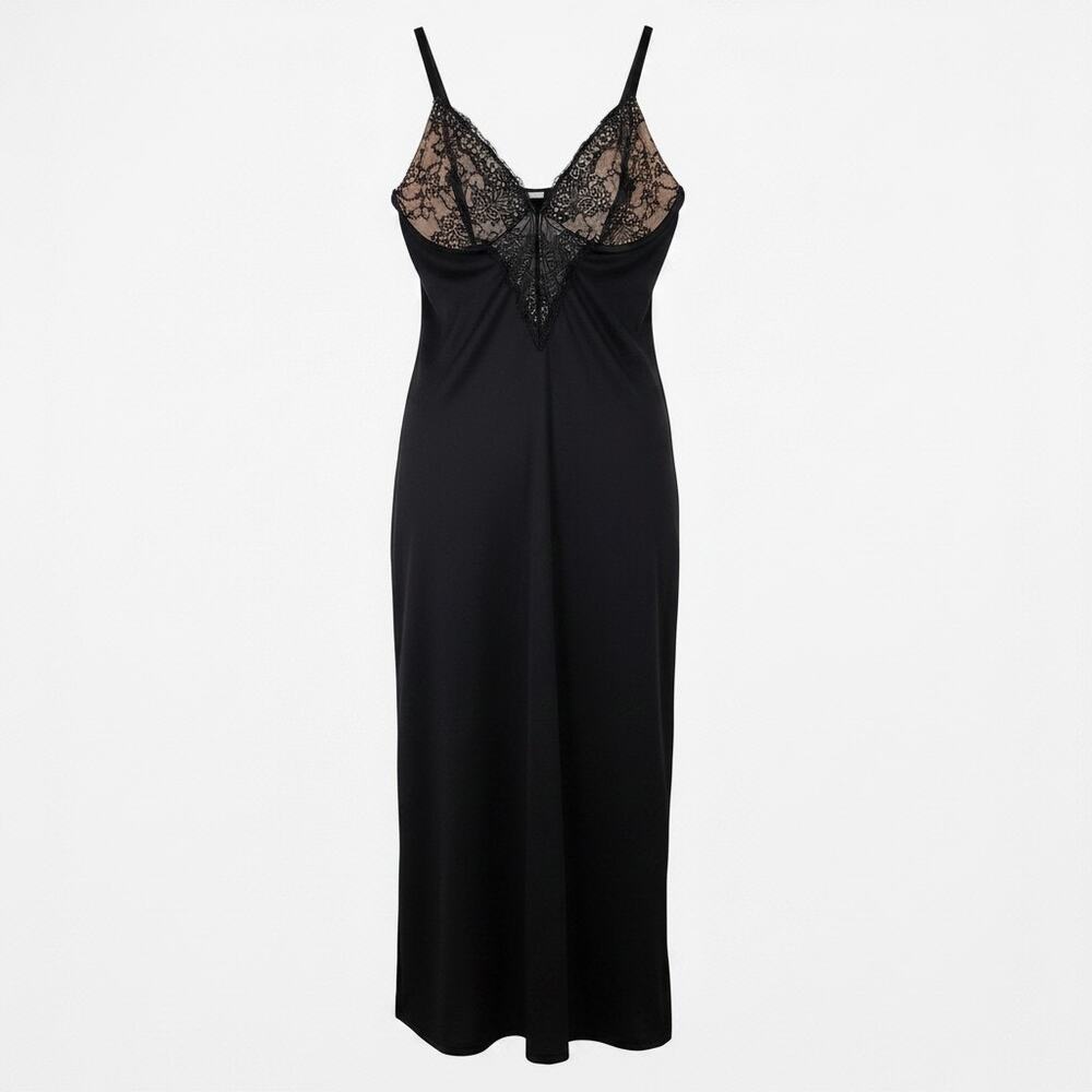 Popilush Lace Underwire Full Slip Dress XXL Black Lingerie Y2K Glam